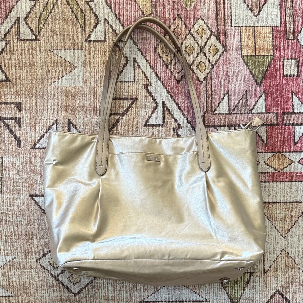 Tumi Metallic Gold Tote Bag